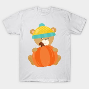 Autumn Bear, Cute Bear, Bear With Hat, Pumpkin T-Shirt